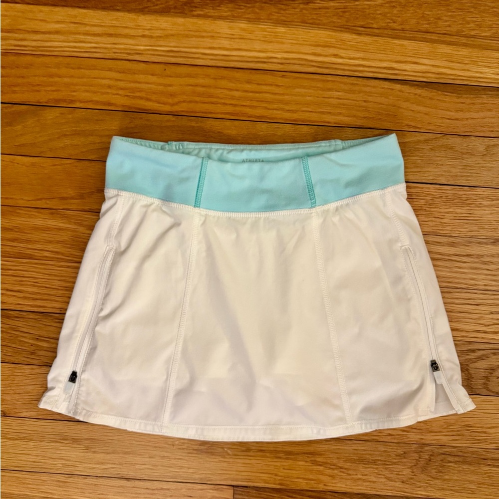 Athleta Girls 12 White Tennis Skirt with built-in shorts Activewear